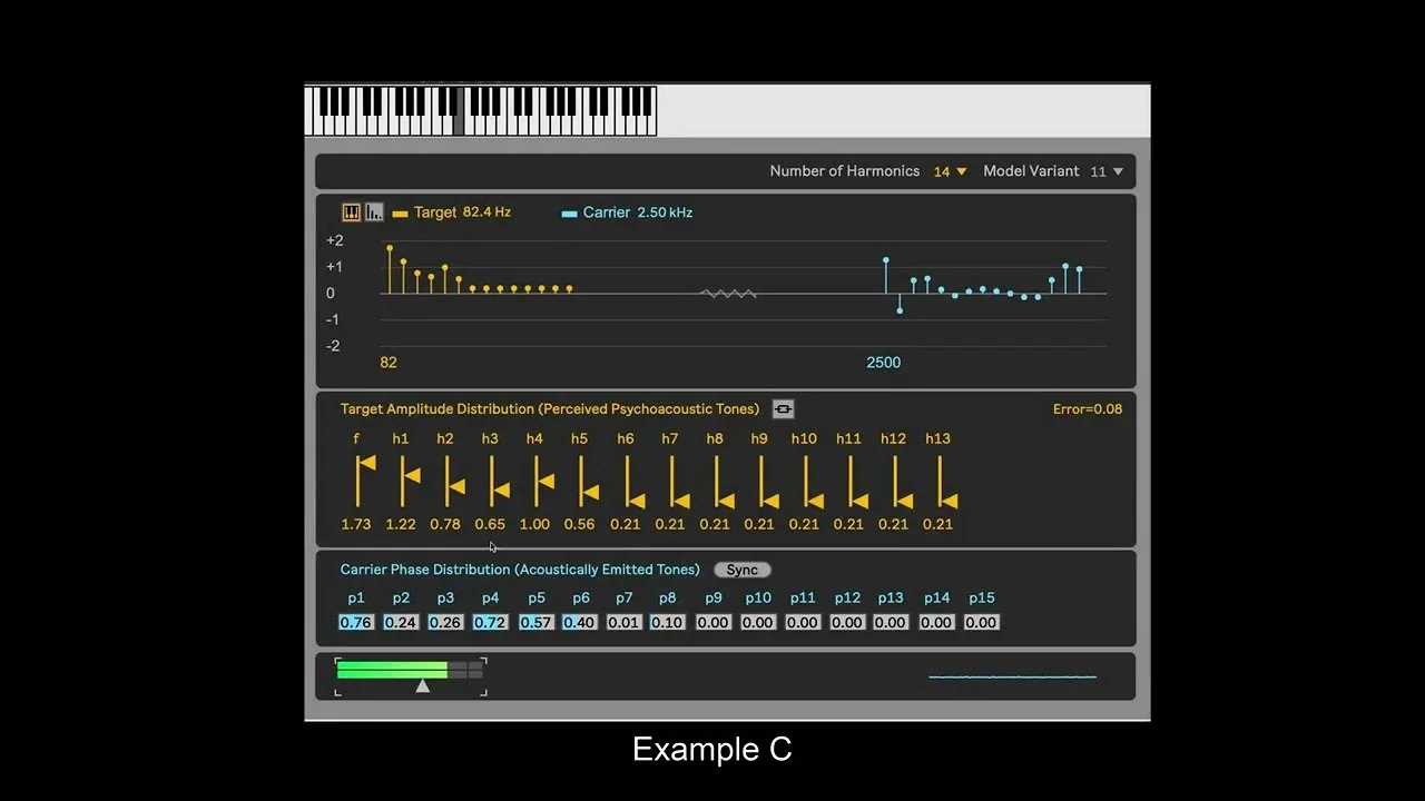 El ejemplo C sonando en la interfaz Neural QDTS.