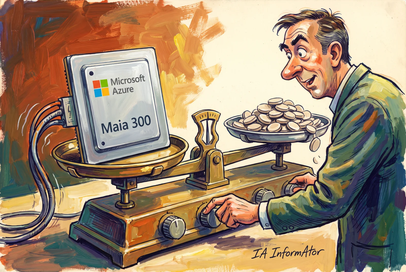 Ilustración editorial: Microsoft presenta Maia 300 para sus centros de datos