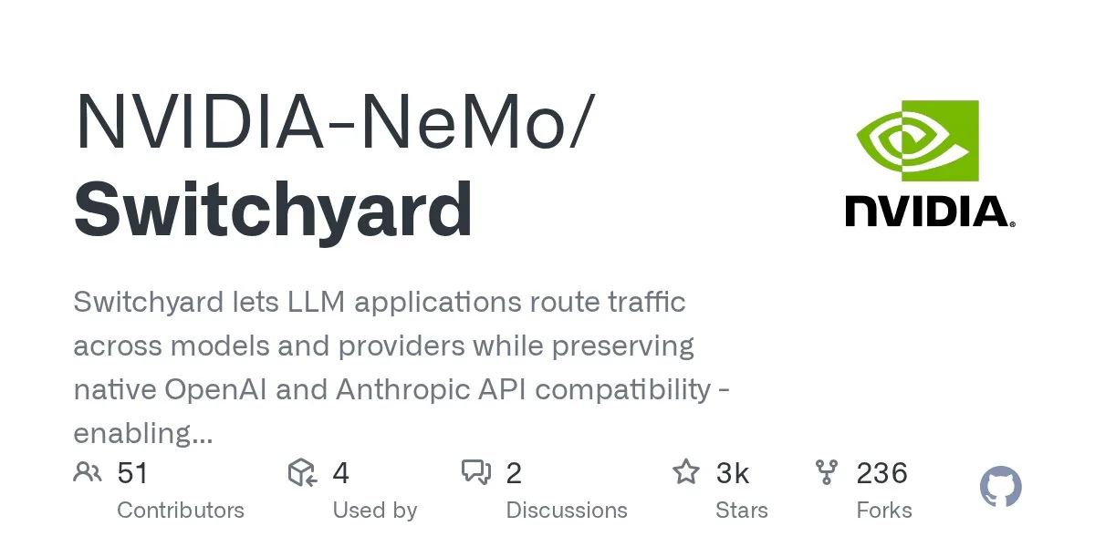 NVIDIA allibera Switchyard, un proxy en Rust que tradueix el trànsit entre les API d'OpenAI i Anthropic